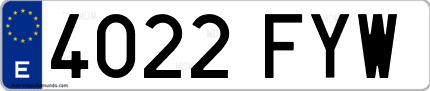 Ejemplo de matrícula de coche ordinaria 4022 FYW