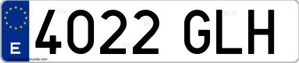 Ejemplo de matrícula española 4022 GLH