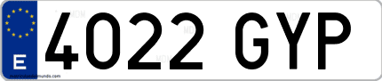 Ejemplo de matrícula de coche ordinaria 4022 GYP