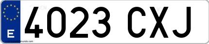 Ejemplo de matrícula española 4023 CXJ