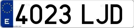 Ejemplo de matrícula española 4023 LJD