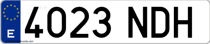 Ejemplo de matrícula de coche ordinaria 4023 NDH
