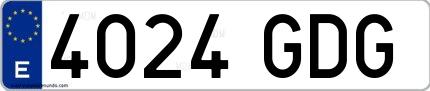 Ejemplo de matrícula española 4024 GDG