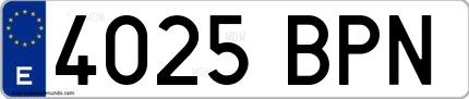 Ejemplo de matrícula española 4025 BPN