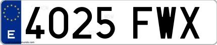 Ejemplo de matrícula española 4025 FWX