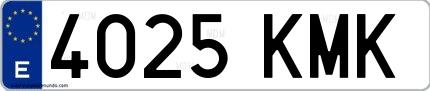 Ejemplo de matrícula española 4025 KMK