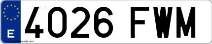 Ejemplo de matrícula española 4026 FWM