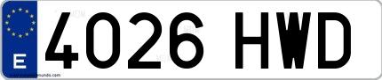 Ejemplo de matrícula española 4026 HWD