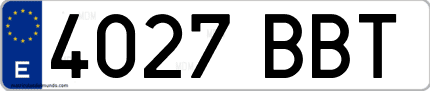 Ejemplo de matrícula de coche ordinaria 4027 BBT