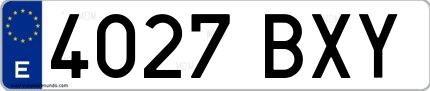 Ejemplo de matrícula española 4027 BXY