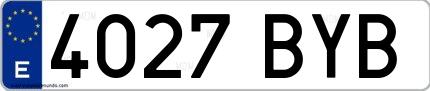 Ejemplo de matrícula española 4027 BYB