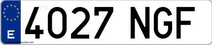 Ejemplo de matrícula de coche ordinaria 4027 NGF