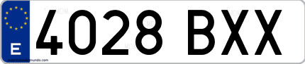 Ejemplo de matrícula de coche ordinaria 4028 BXX