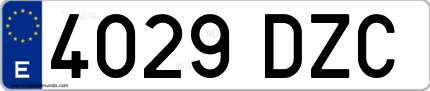 Ejemplo de matrícula de coche ordinaria 4029 DZC