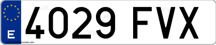 Ejemplo de matrícula de coche ordinaria 4029 FVX