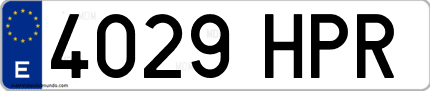 Ejemplo de matrícula de coche ordinaria 4029 HPR