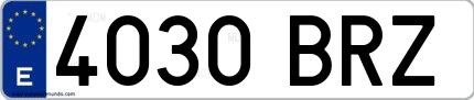 Ejemplo de matrícula española 4030 BRZ