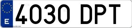 Ejemplo de matrícula española 4030 DPT