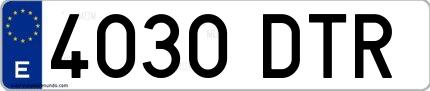 Ejemplo de matrícula española 4030 DTR
