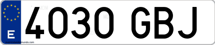 Ejemplo de matrícula de coche ordinaria 4030 GBJ