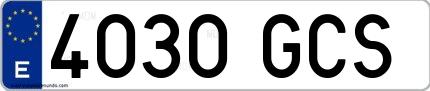 Ejemplo de matrícula española 4030 GCS