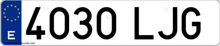 Ejemplo de matrícula española 4030 LJG