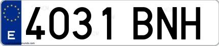 Ejemplo de matrícula española 4031 BNH