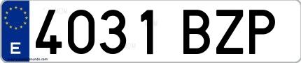 Ejemplo de matrícula española 4031 BZP