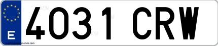 Ejemplo de matrícula española 4031 CRW