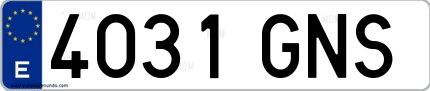 Ejemplo de matrícula española 4031 GNS