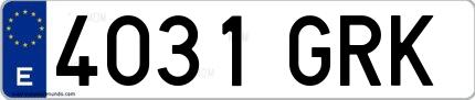 Ejemplo de matrícula española 4031 GRK