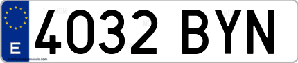 Ejemplo de matrícula de coche ordinaria 4032 BYN