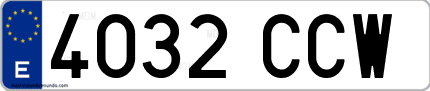 Ejemplo de matrícula de coche ordinaria 4032 CCW