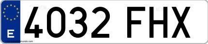 Ejemplo de matrícula española 4032 FHX