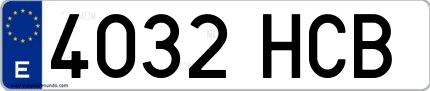 Ejemplo de matrícula española 4032 HCB