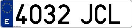 Ejemplo de matrícula española 4032 JCL