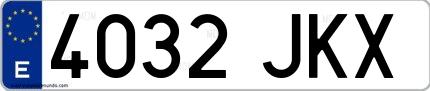 Ejemplo de matrícula española 4032 JKX