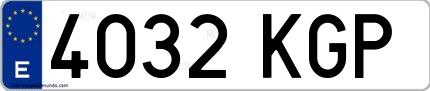 Ejemplo de matrícula española 4032 KGP