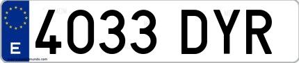 Ejemplo de matrícula española 4033 DYR
