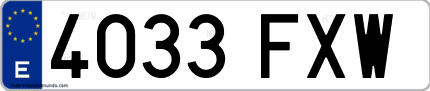 Ejemplo de matrícula de coche ordinaria 4033 FXW