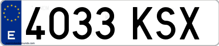 Ejemplo de matrícula de coche ordinaria 4033 KSX
