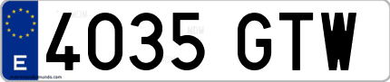 Ejemplo de matrícula de coche ordinaria 4035 GTW