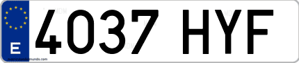 Ejemplo de matrícula de coche ordinaria 4037 HYF