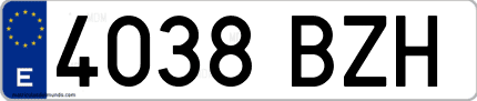 Ejemplo de matrícula de coche ordinaria 4038 BZH