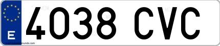 Ejemplo de matrícula española 4038 CVC
