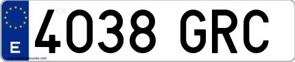 Ejemplo de matrícula española 4038 GRC