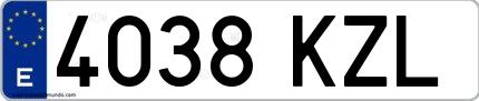 Ejemplo de matrícula española 4038 KZL