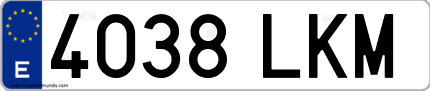 Ejemplo de matrícula de coche ordinaria 4038 LKM