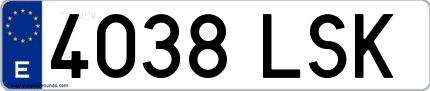 Ejemplo de matrícula española 4038 LSK