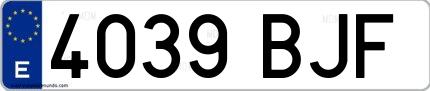 Ejemplo de matrícula española 4039 BJF